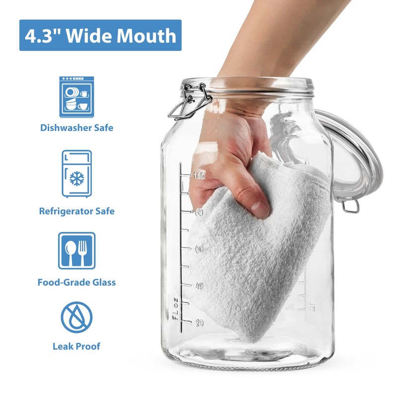 1 Gallon Super Wide Mouth Glass Storage Jars with Airtight