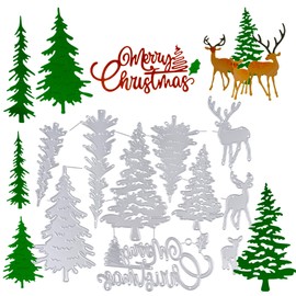BETESSIN 11pcs Christmas Cutting Dies Christmas Tree Reindeer Cutting Dies Scrapbooking Xmas Cutting Dies Embossing Stencil DIY Card Craft Greeting Card Photo Album Paper Making