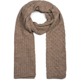 styleBREAKER Unisex Plain Knitted Scarf with Textured Braided Pattern, Plain Winter Knitted Scarf, 01018161, Brown mottled