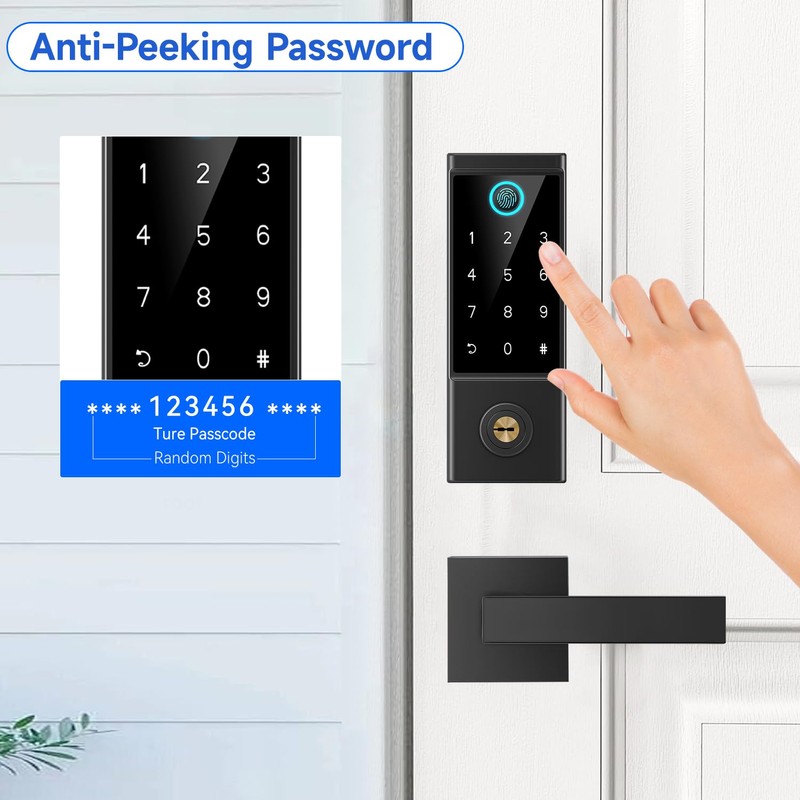 BEBASIA APP Control Fingerprint Lock with Handle, Heavy Duty Smart