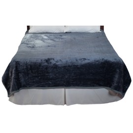 Bedford Home 66A-04360 Solid Soft Heavy Thick Plush Mink Blanket, 8-Pound, Grey, 81 x 91 x 0.5 inches