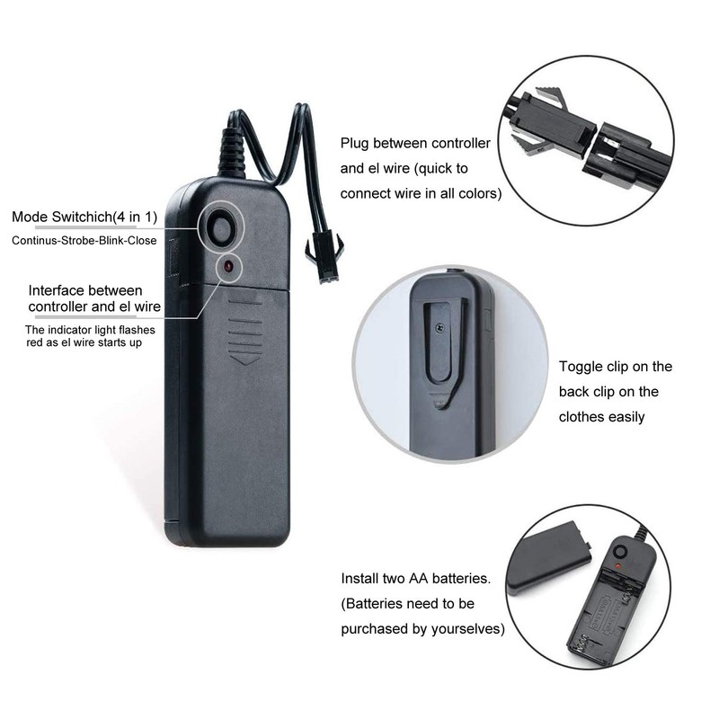 MaxLax EL Wire 5 Pack, 9ft Neon Light Wire Noise