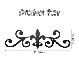 Rustic Metal Scroll Wall Art Small Black Iron Decorative Wall Sculpture for Home Living Room, 15.75" x 4.72"
