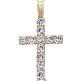 Moissanite Cross Pendant,5 Sizes Tennis Cross Available For Men Or Ladies,Great Hip Hop Pendant For Any Necklace,Real Moissanite Jewelry Passes Diamond Tester GRA Certified, Metal, Diamond