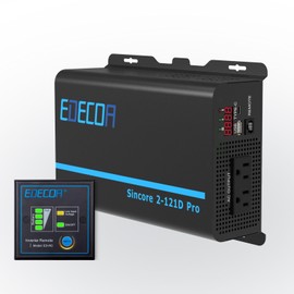 EDECOA Pure Sine Wave Inverter 1200W 12V DC to 110V AC Power Inverter with USB Port and Type-C Port 2 AC Outlets Remote Control LED Display for RV Car Boat Household