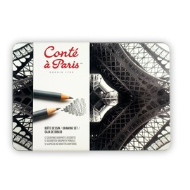 Lefranc Bourgeois Conté à Paris Drawing Set, Set of 12, Assorted Graphite Pencils