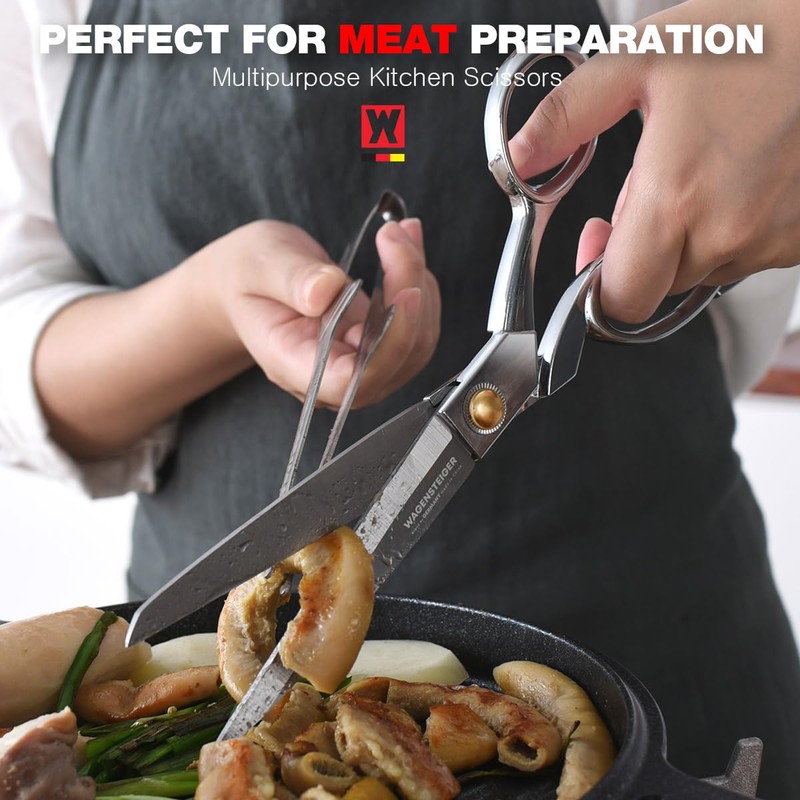 WAGENSTEIGER Stainless Steel Kitchen Scissors, Multi-Purpose Shears for Meat, Vegetables,