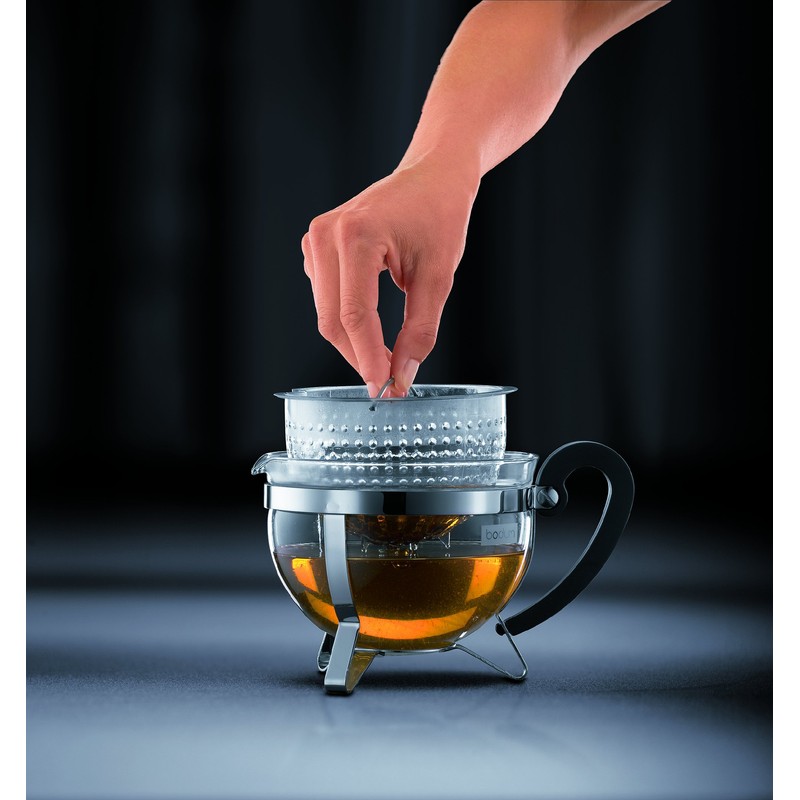 Bodum CHAMBORD Tea Pot (Coloured Plastic Lid, Filter, Heat-Resistant, 1.0