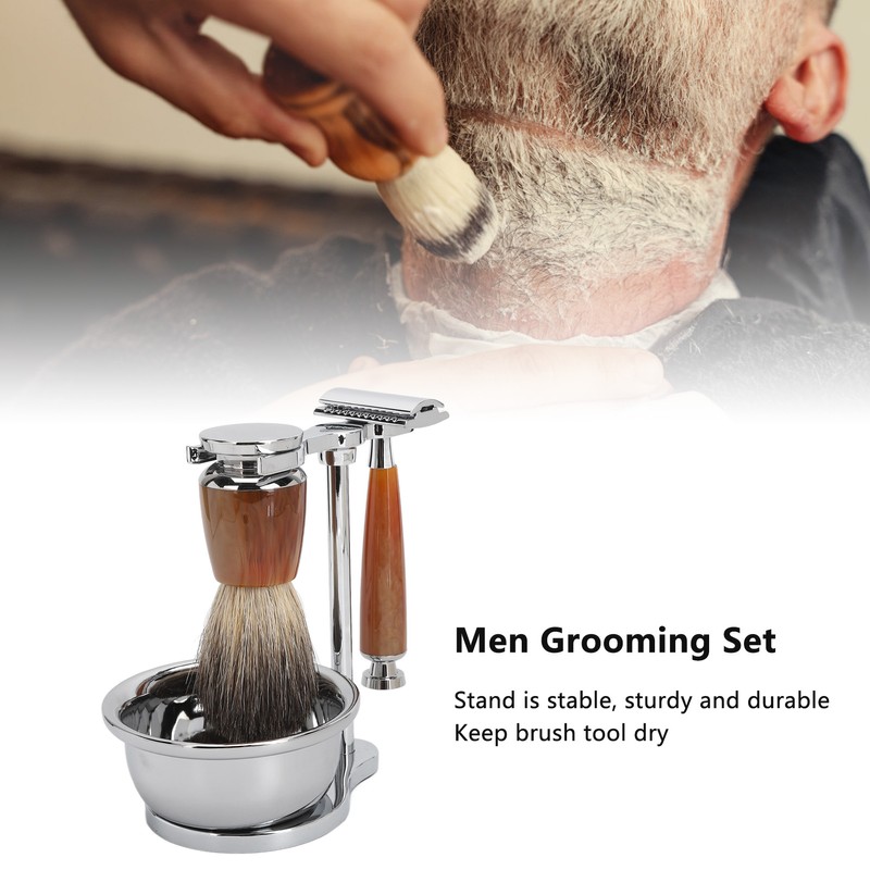 Safety Men Grooming Set Trimming Soap Stand Bowl Beard Brush