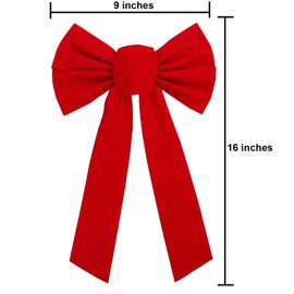 URATOT 6 Pack Red Velvet Christmas Bows, 9 x 16 inches