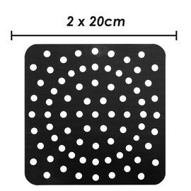 VFM - Air Fryer Liner Square 2 Pack Reusable Non Stick PTFE Liners for Accompanying When Cooking with Ovens and Pressure Cookers, Barbecue, Roasting - 20 x 20cm Black