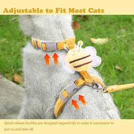 WELLYUK Cat Harness and Leash Set for Outdoor Travel Walking Escape Proof Soft Safe Adjustable Kitten Puppy Small Strap Kitty Cute Bee Wings Yellow S