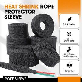SUNNAREPOON Heat Shrink Rope Protector Sleeve, Prevent Overheating and Slipping Winch Rope Protective Sleeve for Trolling Motor Cable Sleeve (2-5/8'' - 28foot)