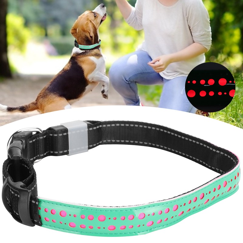USB Rechargeable LED Pet Adjustable Carved Collar Dog Lighting Night