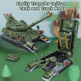 YOOYID Army Toy for Boys 3 Years Old Military Toy Tank with Diecast Alloy Army Vehicles, Sound Light Missile Launcher Tank Vehicle Gift for Kids Boys 3 4 5 6 7 Years Old
