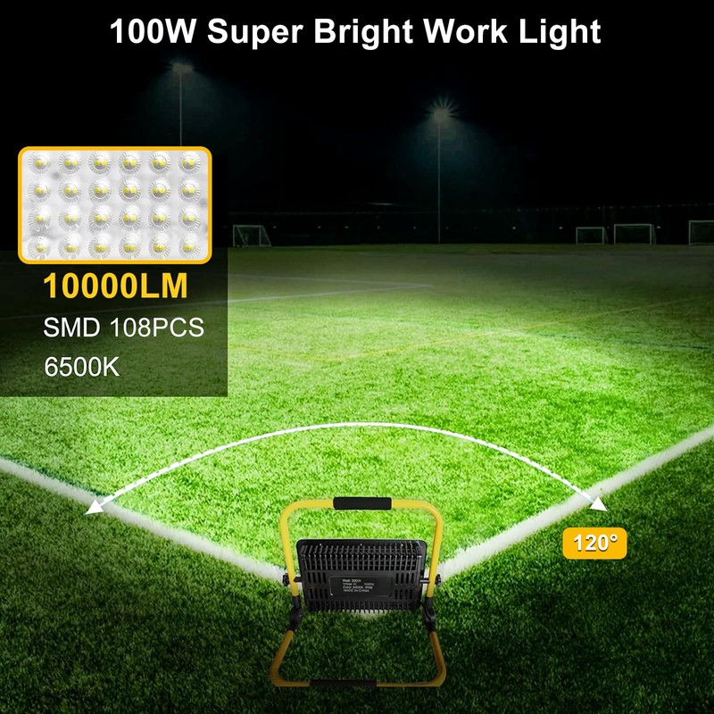 100W LED Work Light, 10000LM Bright Work Lights on Stand,