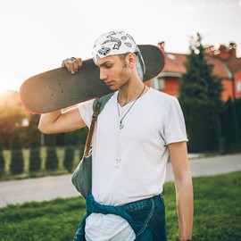 DOCILA Do Rags Skull Cap for Men Retro Paisley Bandana Durag 3 Pack Breathable Motorcycle Helmet Liner Beanie Cooling Biker Running Head Hair Wrap Black White Red