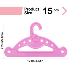 EIHI Pack of 15 Doll Clothes Hangers, Baby Clothes Hangers, Accessories for Doll's Household - 13 cm - Pink
