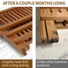 Utoplike Teak Dish Drainer Rack Collapsible 2 Tier Dish Rack