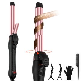 Rotating Curling Iron 1 Inch, Automatic Curling Wand for Beach Waves with Memory Mode, Get Effortless Waves with Self Curling Wand, 30s Fast Heating Up, Dual Voltage, Suitable for Medium or Long Hair