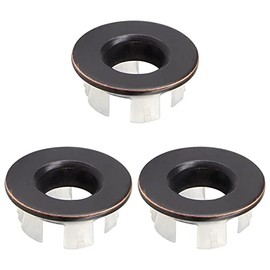 Murtenze 3Pcs Sink Overflow Ring, Sink Basin Trim Overflow Cover Copper Insert in Hole Round Caps for Kitchen Bathroom (Bronze)