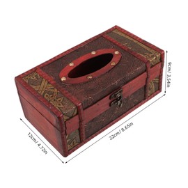 Cabilock Vintage Wooden Tissue Box Holder for Home and Car Retro Napkin Organizer Decorative Facial Tissue Storage for Living Room Kitchen and Office