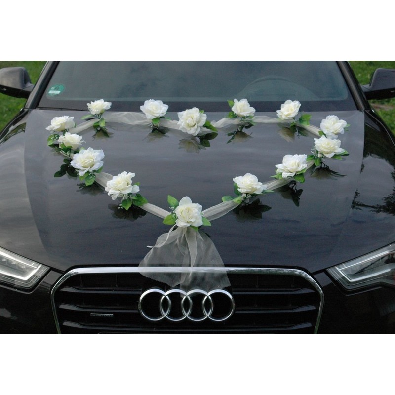 Organza Heart Car Decoration Wedding Car Decoration, Rose Decoration, Bride