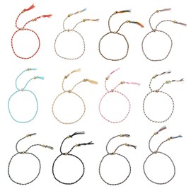 SING F LTD 12PCS Friendship Bracelet for Women Girls Teen Birthday Party Favors Bohemian Handmade Braided Wrap Adjustable Bracelet Thin Strings Multicolor 12 Styles