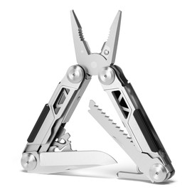 EXOTOOL 24+ | 24 Functions | Multitool with Safety Lock | Made of High-Quality Matt Blasted Stainless Steel | Securely Lockable Multitool Tool Including Belt Bag