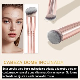 START MAKERS Brocha Para Base Y Corrector, Brocha De Maquillaje Profesional En Ángulo, Suave Y Densa, Para Maquillaje Líquido, Crema Y Polvo, Cobertur