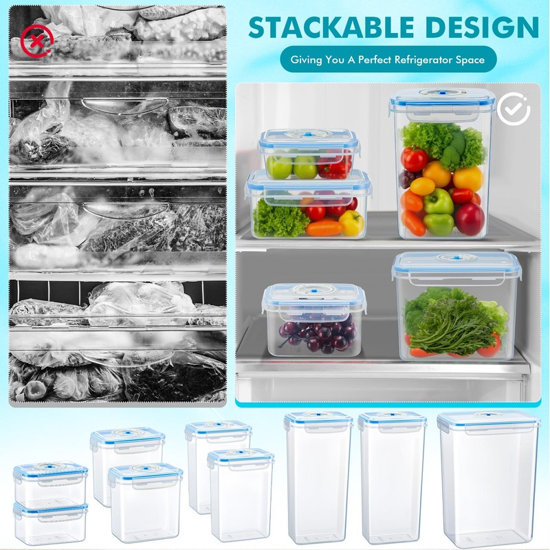 LemonRoad 9 Set Vacuum Seal Storage Food Containers with Lids