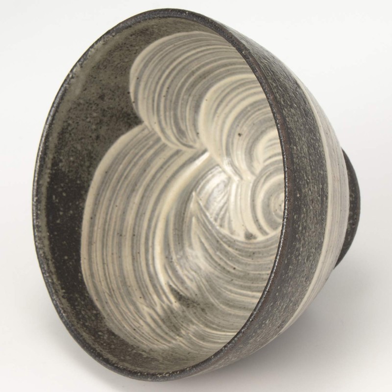 Marui Pottery MR-3-3493 Shigaraki Pottery Hechimon Rice Bowl, Pottery, Kuroiso