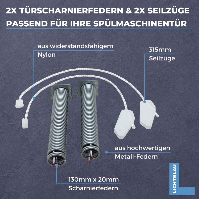 Lichtblau Door Hinge Springs 130 mm x 20 mm +