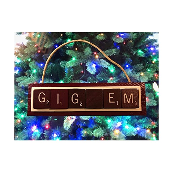 Gig Em Texas Aggies ATM Christmas Ornament Handmade Letters Tiles