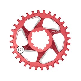 Funn Solo DX Narrow Wide Chainring for 9 10 11 12 Speed Chain, Fits SRAM Direct Mount Interface Crankset, 6mm Offset, Single Speed Bike Chain Ring for MTB, BMX Bike and Road Bike (32T, Red)