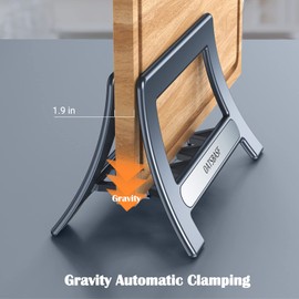 Xuenair Cutting Board Rack, Auto Width Adjustable Holder Stand for Countertop & Cabinet (Gray)