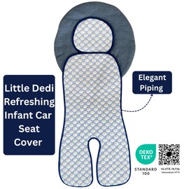 Little Dedi Iceberg Car Seat Liner - 4D Iceberg Fabric, Quick-Dry, Universal Fit, Oeko-Tex Certified, Refreshing Comfort for Strollers and Car Seats (Blue, 12x31)