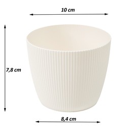Tymar Flower Pot, Pack Of 2, Round Shape, Planter (2 Pack), Cream, Diameter 10 cm