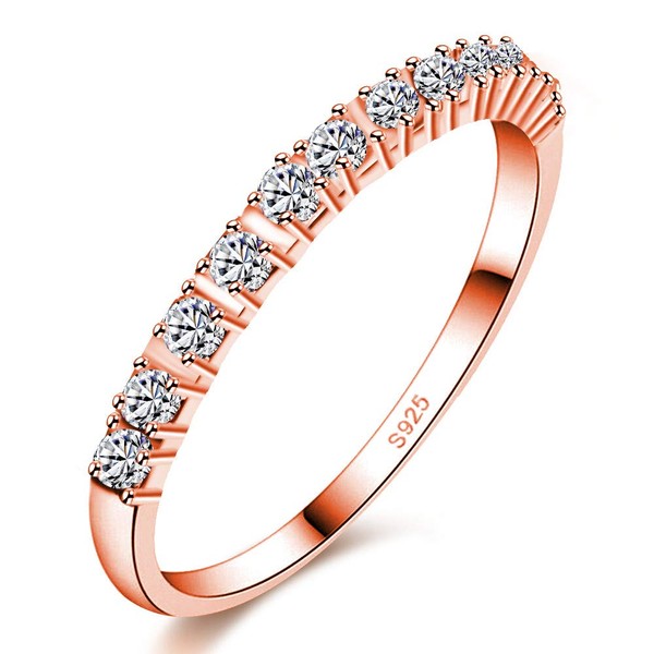 Uloveido Women's 2 mm Round Brilliant Cubic Zirconia Half Eternity