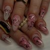 LYMCY Press on Nails, Love flower fake nails, pure handmade