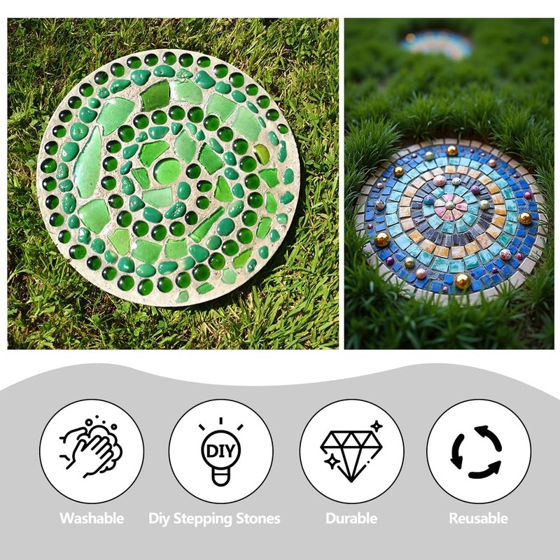 6 Pcs Round Stepping Stone Molds, 3 Size Reusable Cement