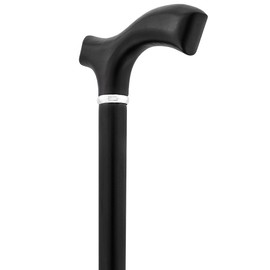 Black Beechwood Fritz Walking Cane w/Silver Collar