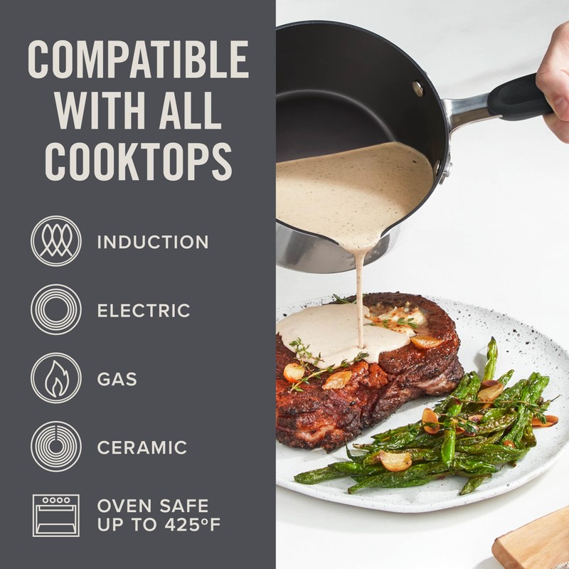 Zakarian x Dash TruPro® Nonstick Stainless Steel Stacking Sauce Pan