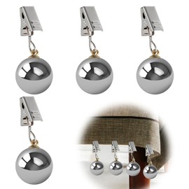 VOSSOT Tablecloth Weights Set of 4 - Metal Clips with Stainless Steel Balls for Garden, Balcony and Camping - Extra Heavy Tablecloth Weights for Outdoor, 45 g per Clip, Stable Hold in Wind