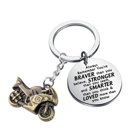 BNQL Motorcycle Keychain Motorbike Gifts for Motorcycle Lovers New Driver Gifts Biker Dad Mom Gifts Motorcycle Rider Gifts (Bronze)