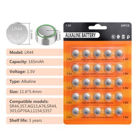 kunying 50 Pack LR44 Batteries, AG13 357 303 SR44 a76 Lr44 Button Cell Batteries, 1.5v Batteries Long Lasting Power for Glucometers, Watches, Toys