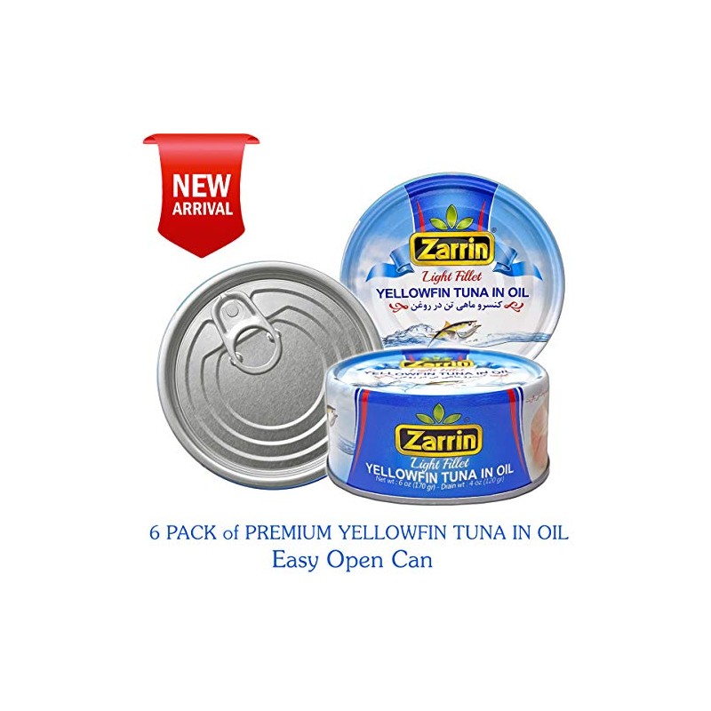 Zarrin - Yellowfin Tuna in Oil, Prime Light Fillet, 6