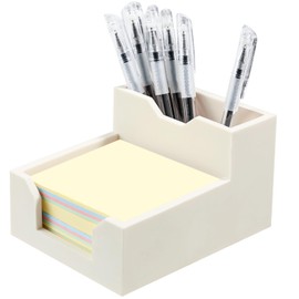 White Sticky Note Holder, Silicone Memo Holder with Pen or Card Slots, Sticky Note Dispenser, Fits 3x3 Inches Sticky Notes, Post It Note Dispenser for Office Desk Accessories