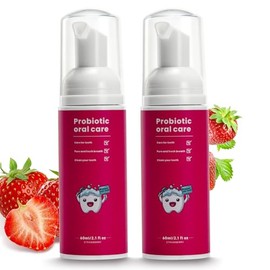 Fluoride Free Kids Toothpaste - 2 Pack Natural Teeth Clean and Whitening Toddler Toothpaste with Strawberry Mint Flavor for U Shaped Toothbrush