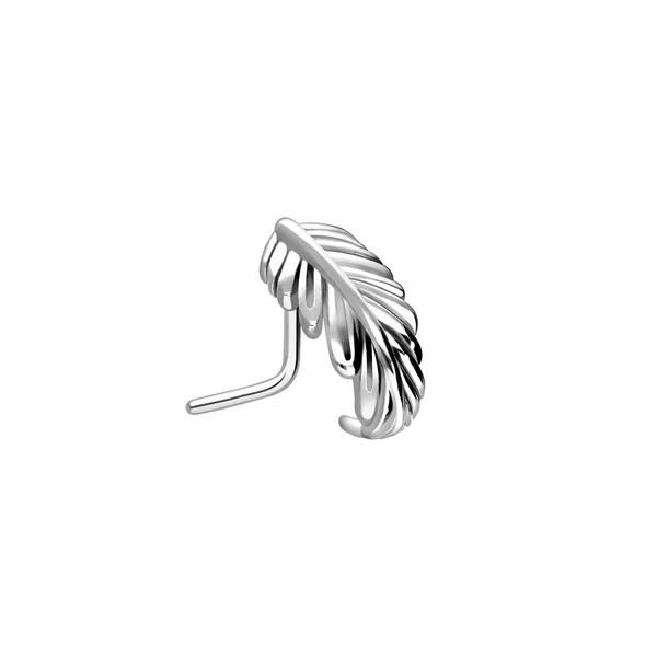 PIERCINGLINE Surgical Steel Nose Stud Feather Choice of Colours, Stainless